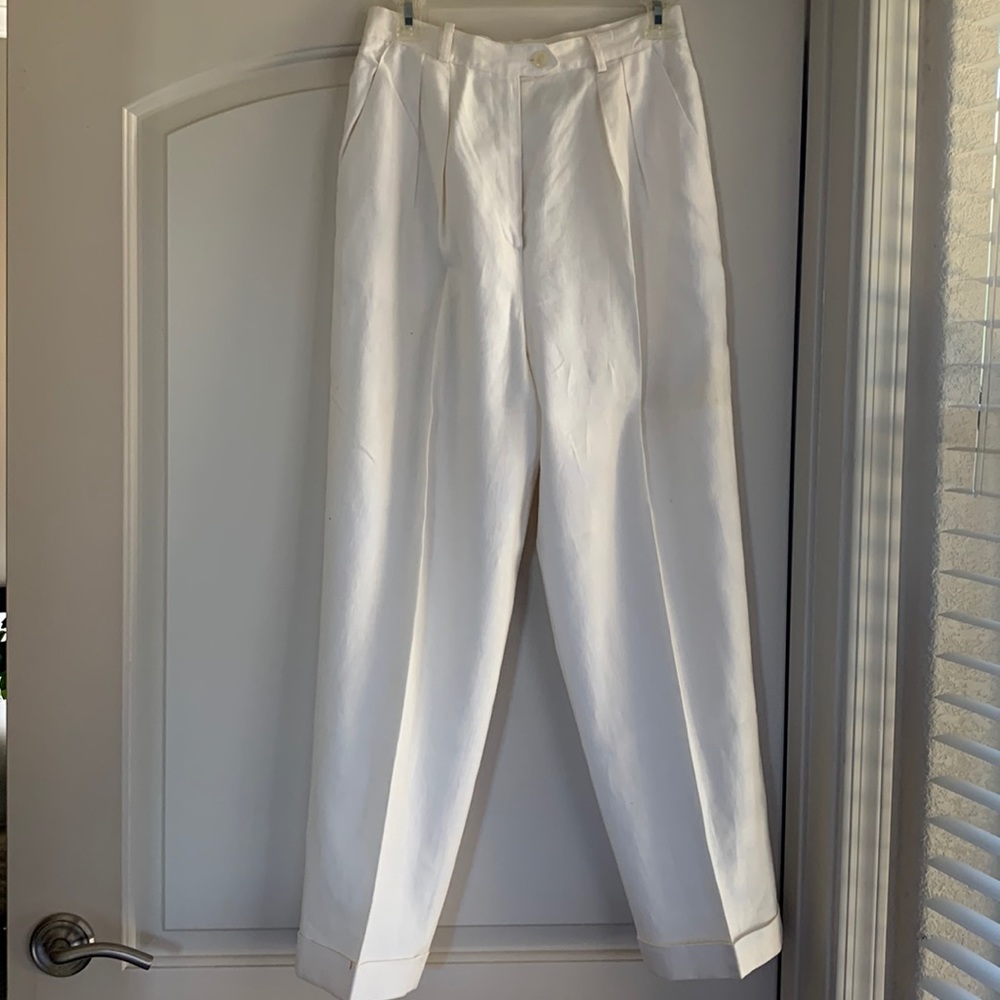 White linen ladies trousers by Ralph Lauren